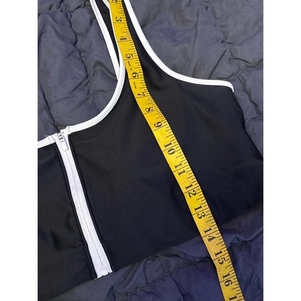 Old Navy Womens Black‎ White Trim Zip Front Bikini Swim Top, Size XL